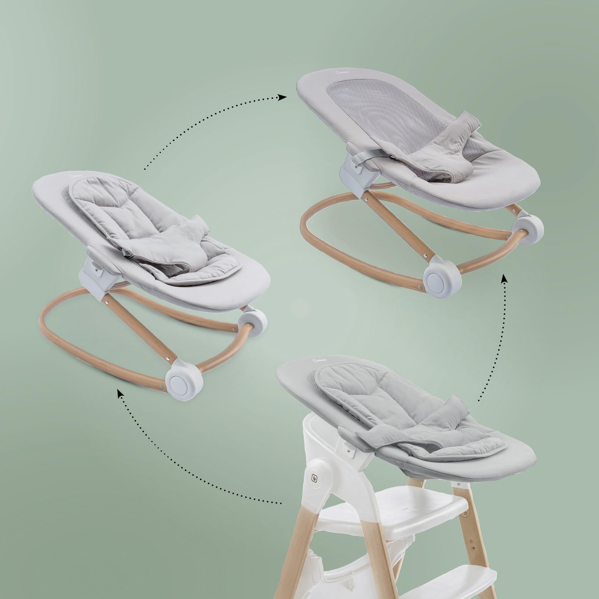 babyGO Levels Hochstuhl Newborn – mitwachsender Hochstuhl, klappbar, belastbar bis 110 kg, verstellbare Fußstütze, abnehmbarer Tisch (Weiß)