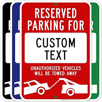 Custom No Parking Sign, Custom Reserved Parking Signs for Business, Unauthorized Vehicles Will Be Towed Away, 10x14 Inches, Rust Free .040 Aluminum, Fade Resistant, Made in USA by My Sign Center (Post Holes)