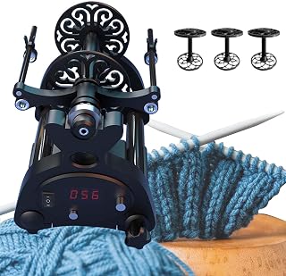 Adjustable Speed Yarn Spinning Wheel, Electric Wool Fibre Twisting with Digital Display, Fiber String Ball Wool Winder Machines, 800 R/min, Forward and Reverse, Drum Carder,Black (Black)