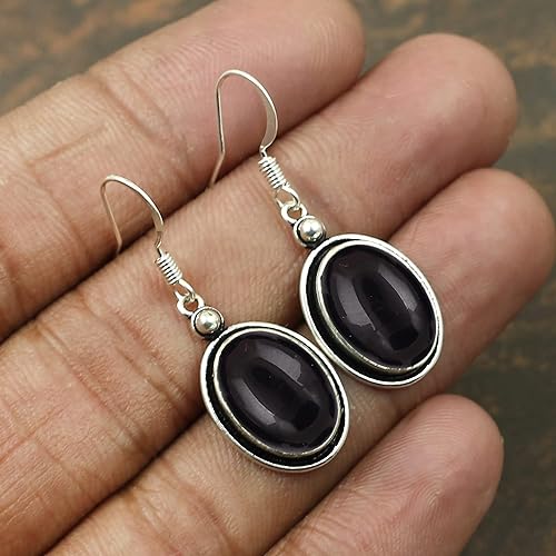 Miniatura 5 de Aretes de piedras preciosas naturales de forma ovalada de 10.56 quilates para mujer, aretes colgantes bohemios hechos a mano, joyería para el día de