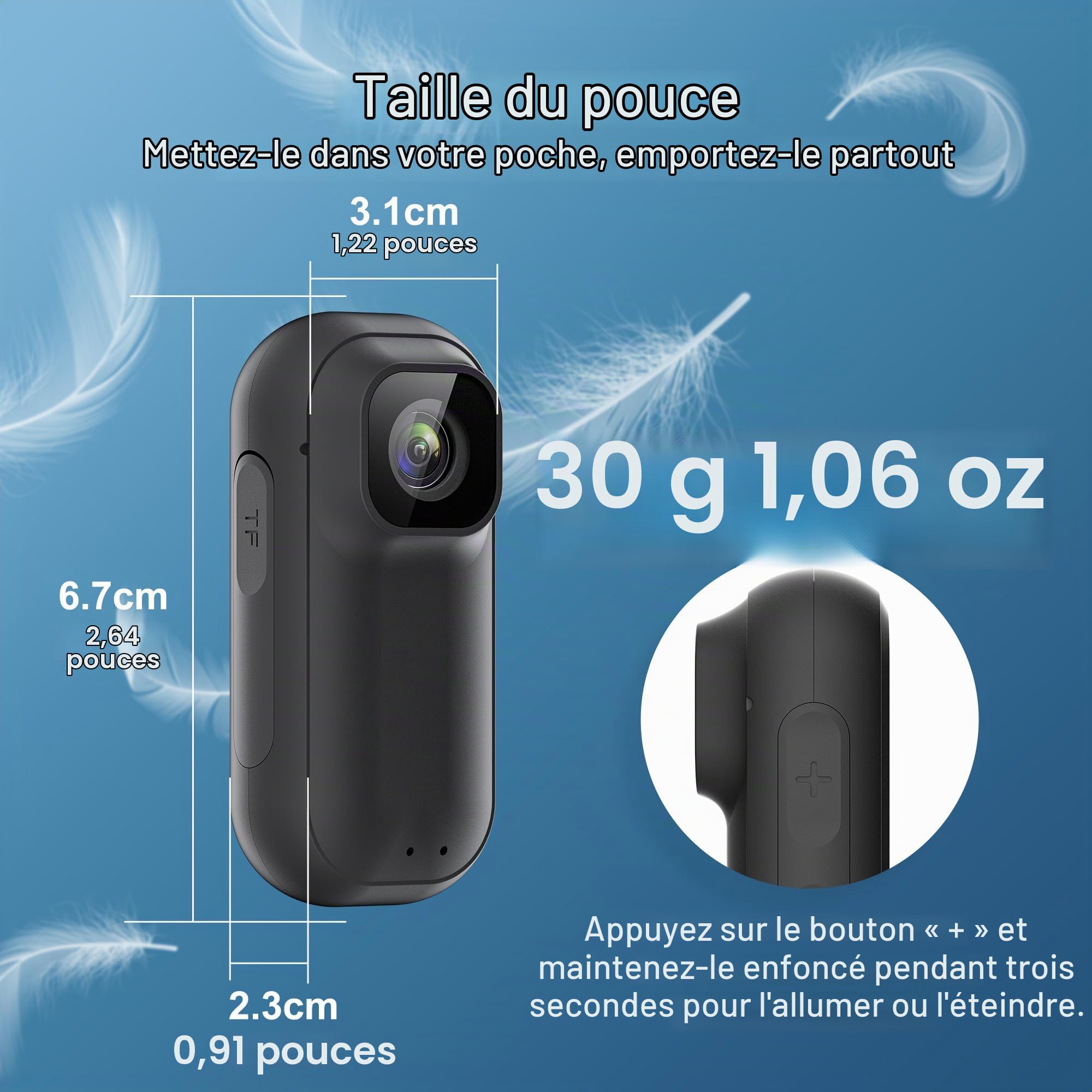 Mini Caméra Sport 2K WiFi - 128 GB Camera Action, Caméra Corporelle
