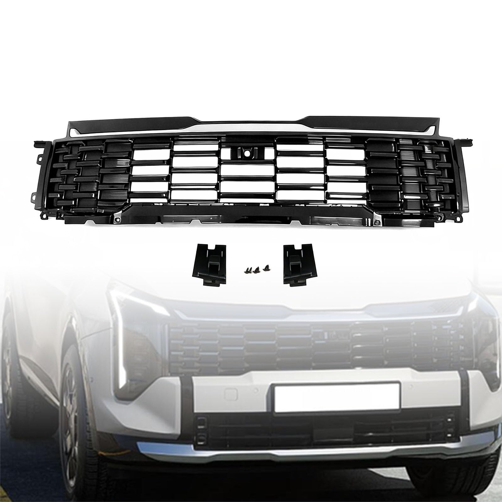 Front Bumper Upper Grille For 2025-2026 Kia Sportage Front Upper Bumper Grille Grill with Camera Hole