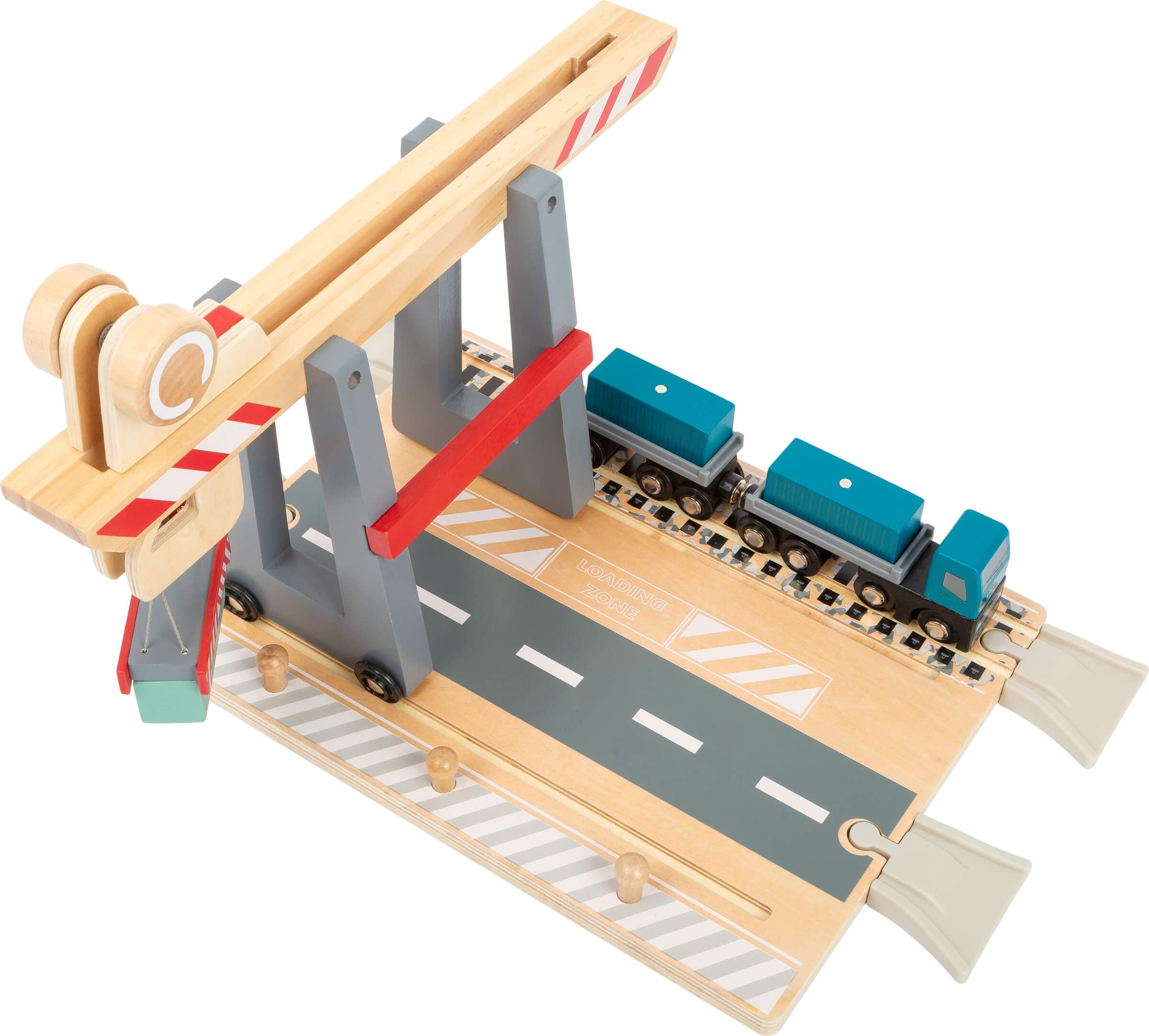Small Foot Company- Terminal, Madera, con Puente móvil, Barco y contenedores, a Partir de 3 años de Edad Juguetes, Multicolor (11378)