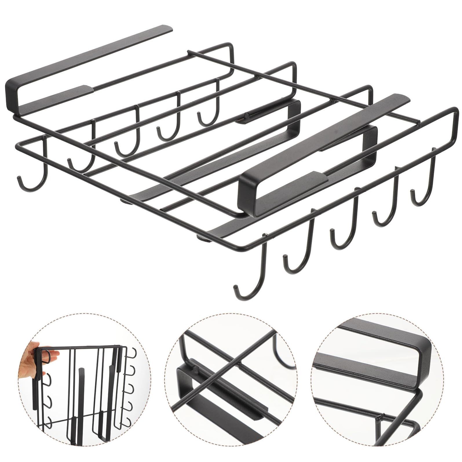 Organizer Cucina in Acciaio al Carbonio Bordi Arrotondati, Supporto Sottopensile Antiscivolo Facile da Pulire per Tazze e Padelle, Design Semplice per Cucina