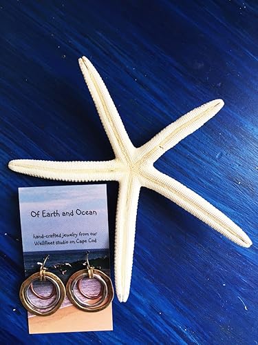 Miniatura 9 de OF EARTH AND OCEAN Aretes de amanecer artesanales con diseño de círculos bruñidos bañados en cobre bronce y plata
