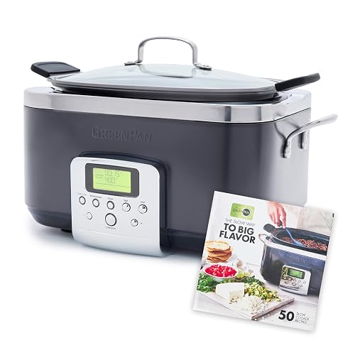 GreenPan Elite 8-in-1 Programmable 6 Quart Electric Slow Cooker, GlassLid