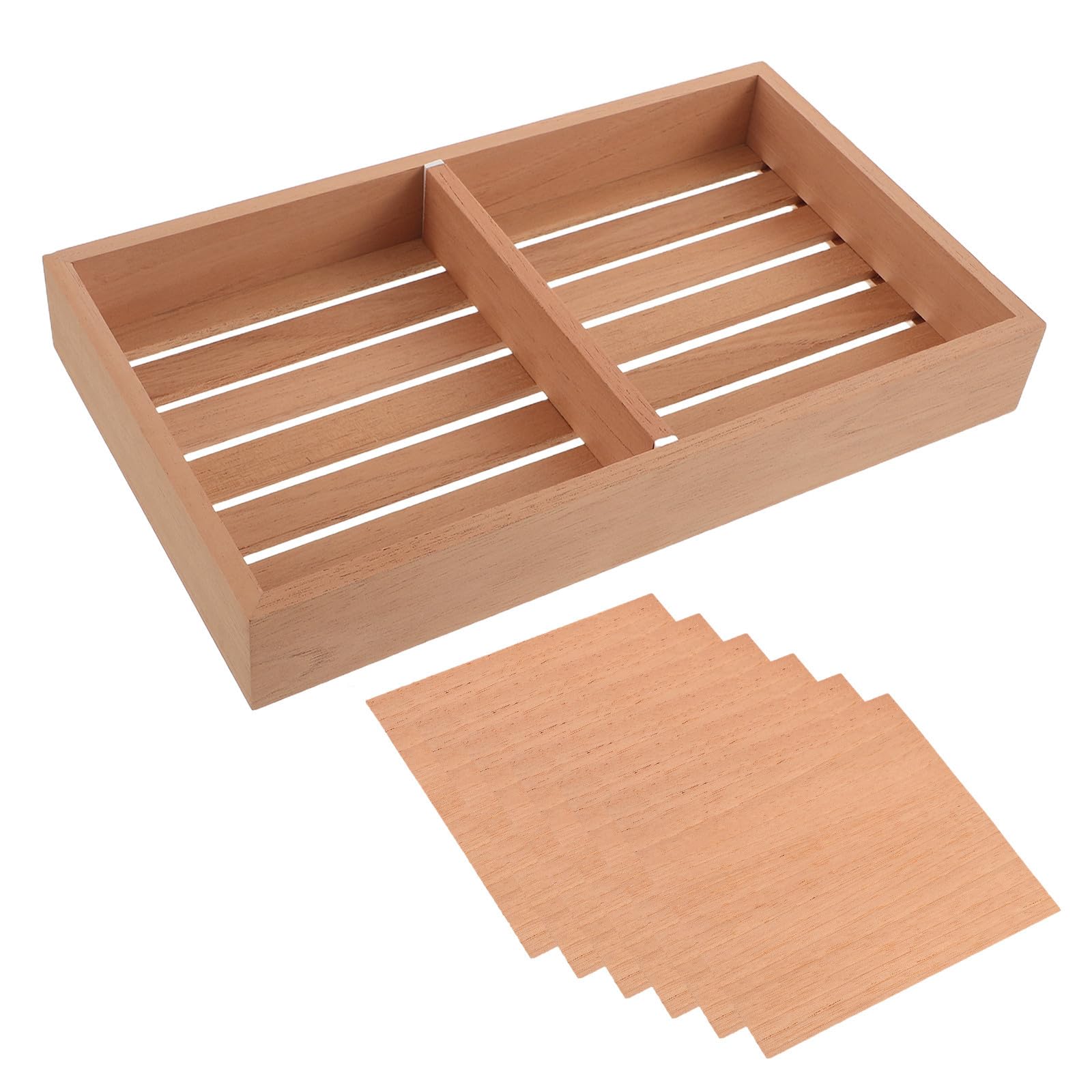 PLAFOPE 1 Set Zigarrenaufbewahrungsbox aus Holz mit Feuchtigkeitsblättern – Zigarrenablage aus spanischer mit verstellbarer Breite für Schreibtisch und Schublade