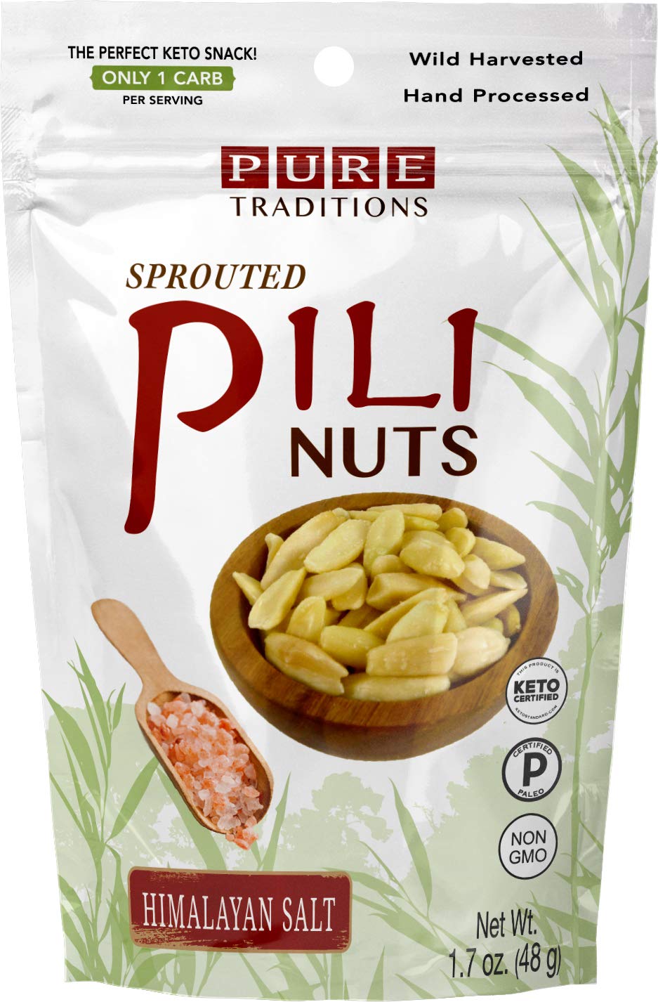 Pili Nuts, Sprouted, Certified Paleo & Keto (Himalayan Salt, 14 oz)