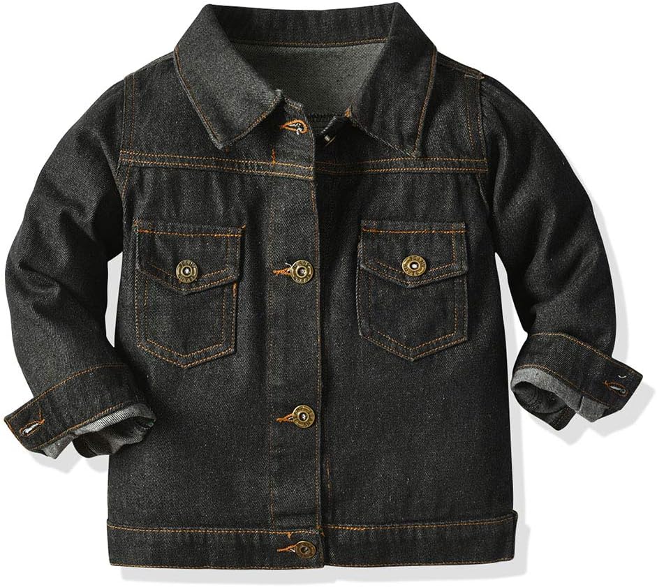 Baby Boys Girls Denim Jacket Kids Toddler Button Down Jeans Jacket Top