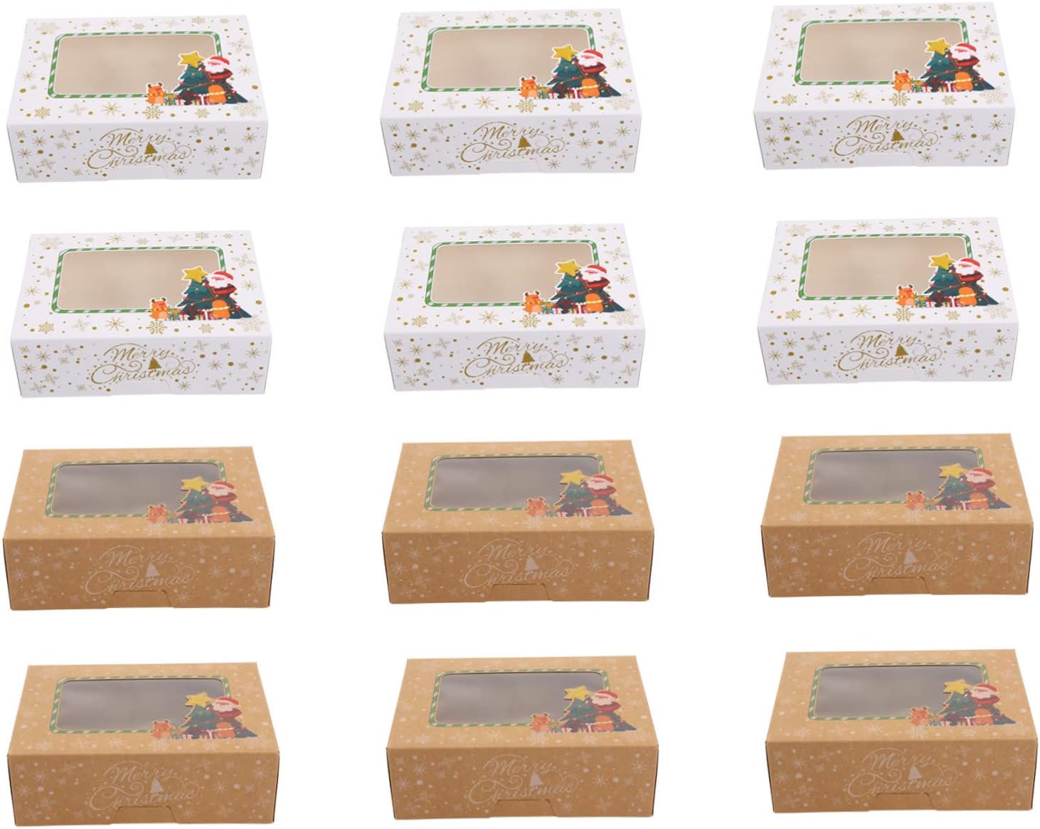 DOITOOL 12pcs Boxes Christmas Cake Box Clear Container Xmas