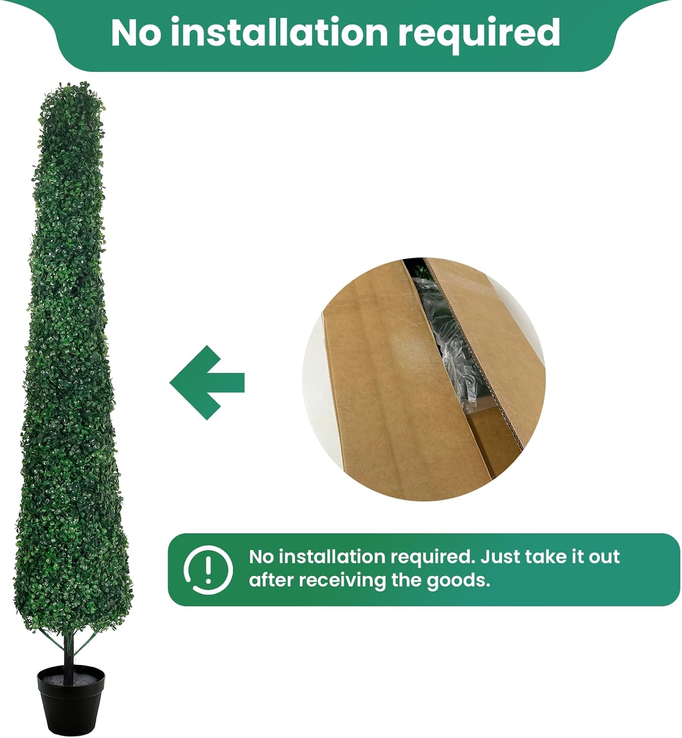 3ft Artificial Boxwood Topiary Indoor (Set of 2) - UV Resistant Synthetic Plants for Outdoor Use, Realistic Fake Topiary Trees Artificial Outdoor and Shrubs for Front Porch, Planter, Patio
