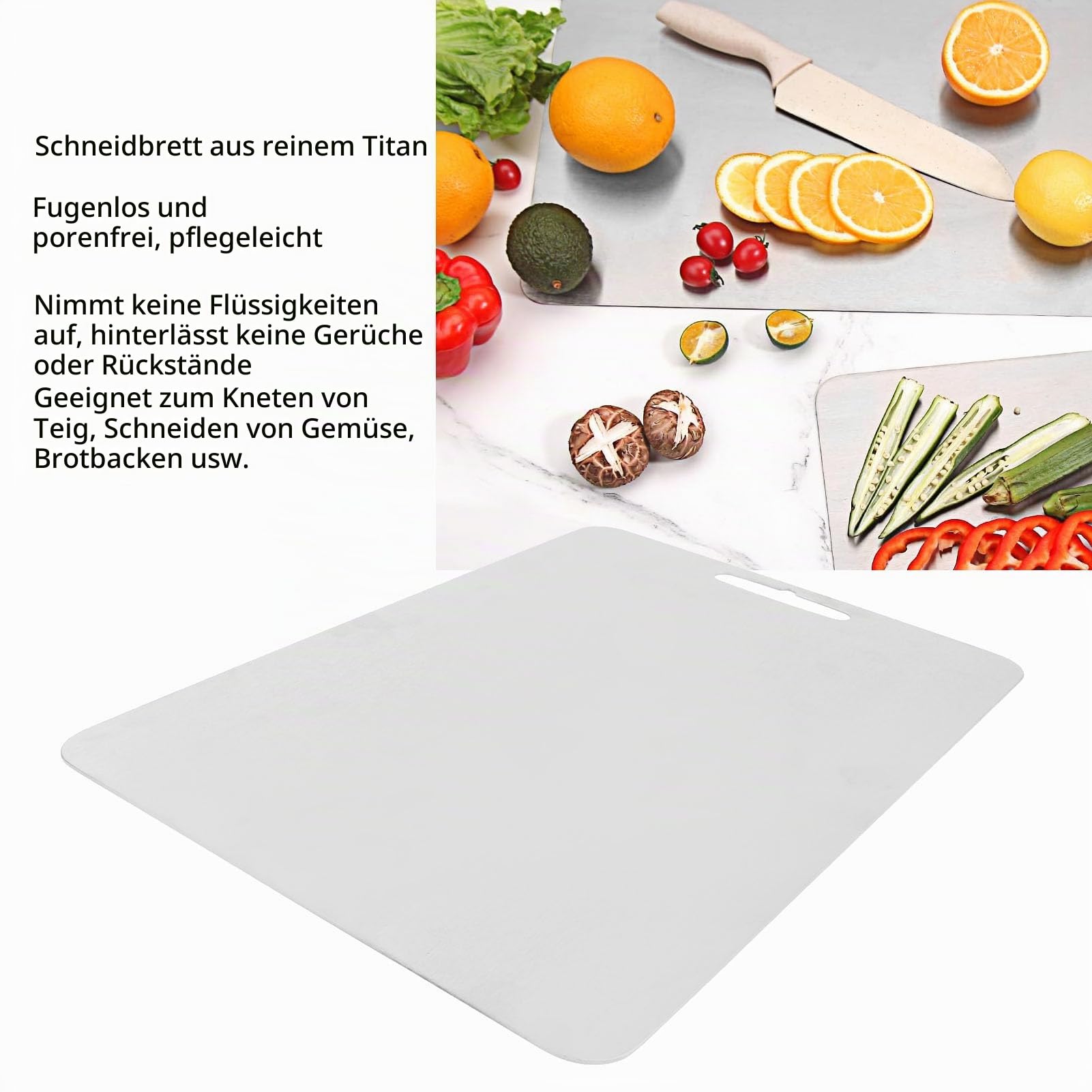 Titan-Schneidebrett, Geruchlos, Pflegeleicht, Vielseitiges Küchen-Schneidebrett, Doppelseitig, Spülmaschinenfest, für Gemüse, Obst, Brot, Teig (46 * 30cm)
