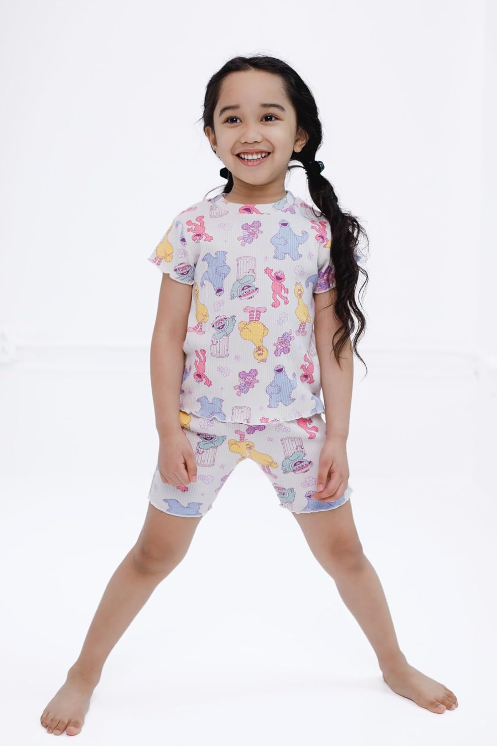 Sesame Street Ribbed T-Shirt and Shorts Outfit Set Newborn to Little Kid Sizes (0-3 Months - 5) - Image 4