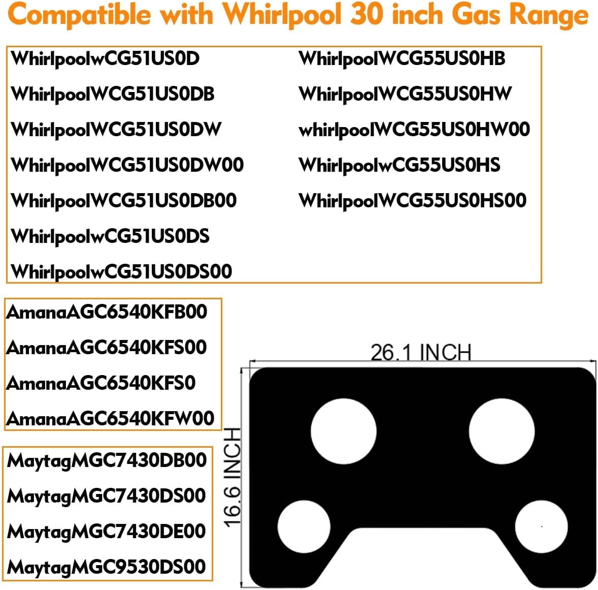 2 Pcs 30inch gas cooktop Protector liner for Whirlpool gas range stove top cover 30 inch,WCG51US, WCG55US, Amana AGC6540K, MGC7430D, MGC9530D