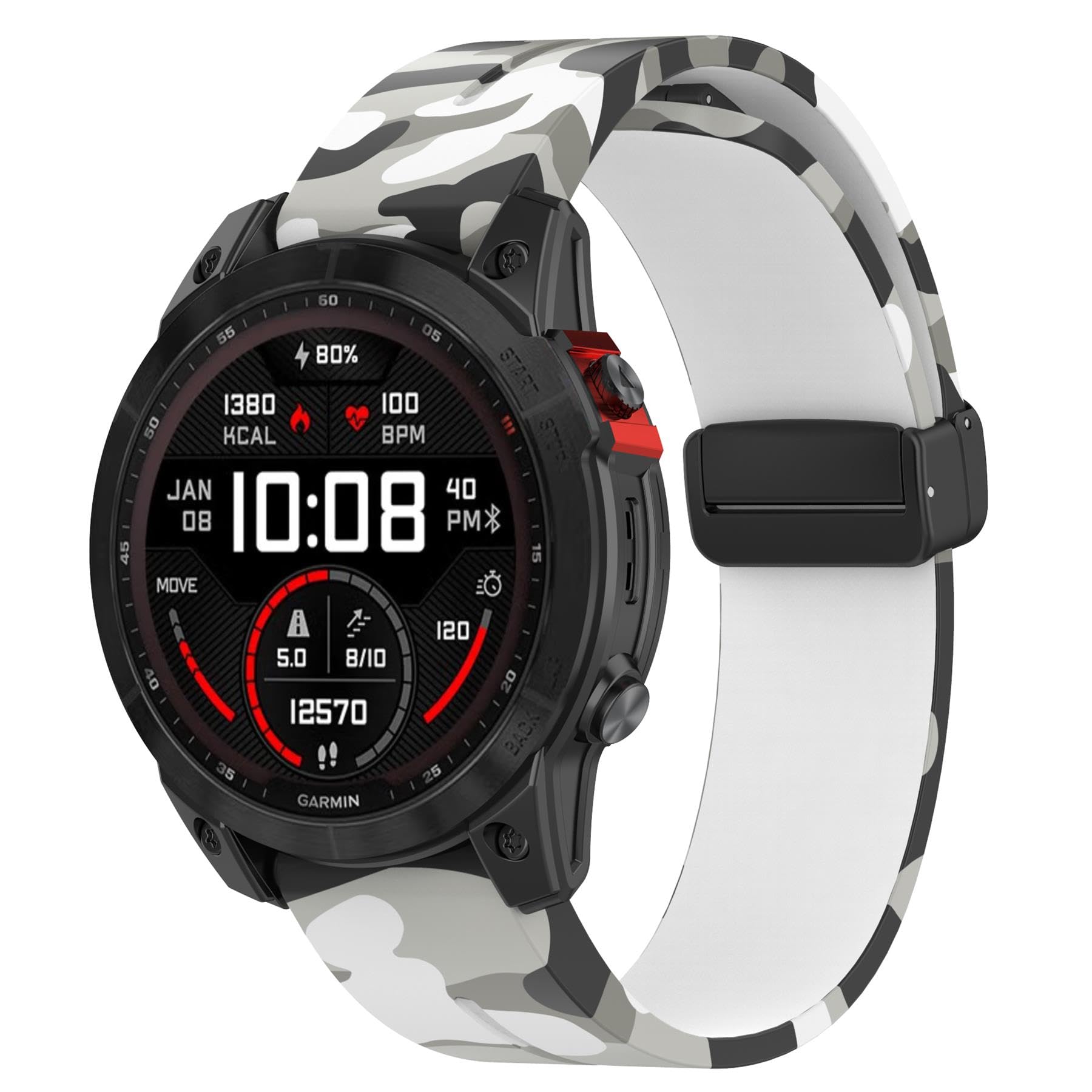 Cinturino per orologio da polso in silicone mimetico da 26 mm, facile da montare, compatibile con Garmin Fenix 7X/Fenix 6X/6XPro/Fenix 5X Plus/Fenix 3/Fenix 3 HR, cinturino sportivo impermeabile di
