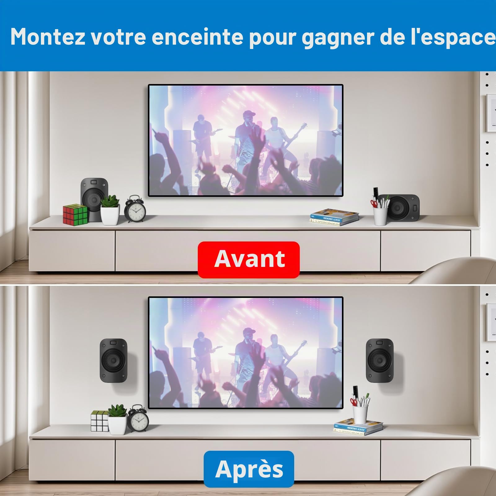 YIWAN Lot de 2 Supports muraux et de Plafond pour Haut-parleurs Satellite Logitech Z906 5.1 Surround Sound Syestem inclinable et pivotant