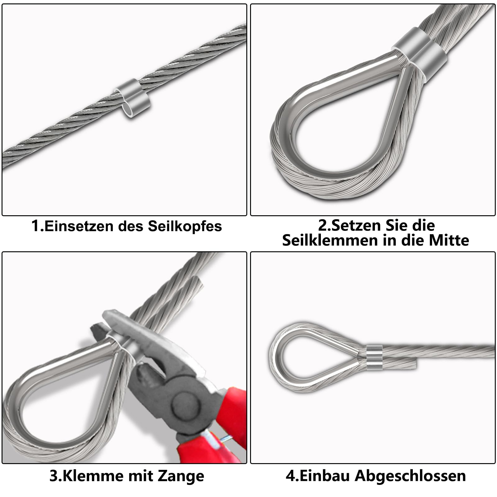 50x Alu Seilklemme 4mm – Quetschhülsen Mit Aufbewahrungsbox, Für Gummiseil & Drahtseil