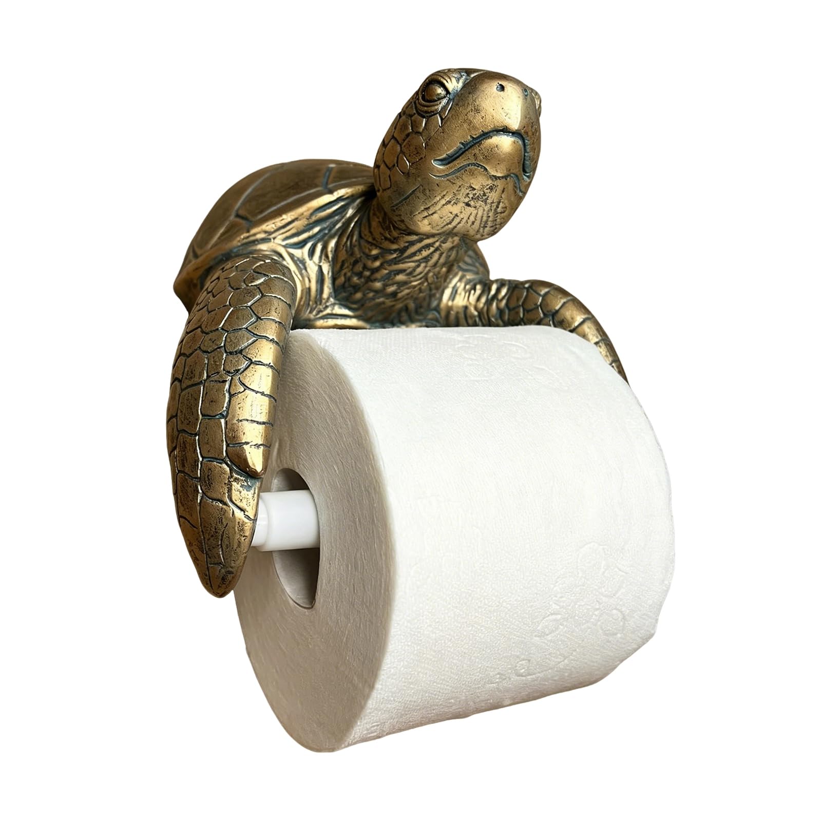 Turtle Design Toilet Paper Holder Wall Mount, Durable Resin Bathroom Tissue Rack for Jumbo Rolls, Space Saving Flush Mount Organizer with Hardware C