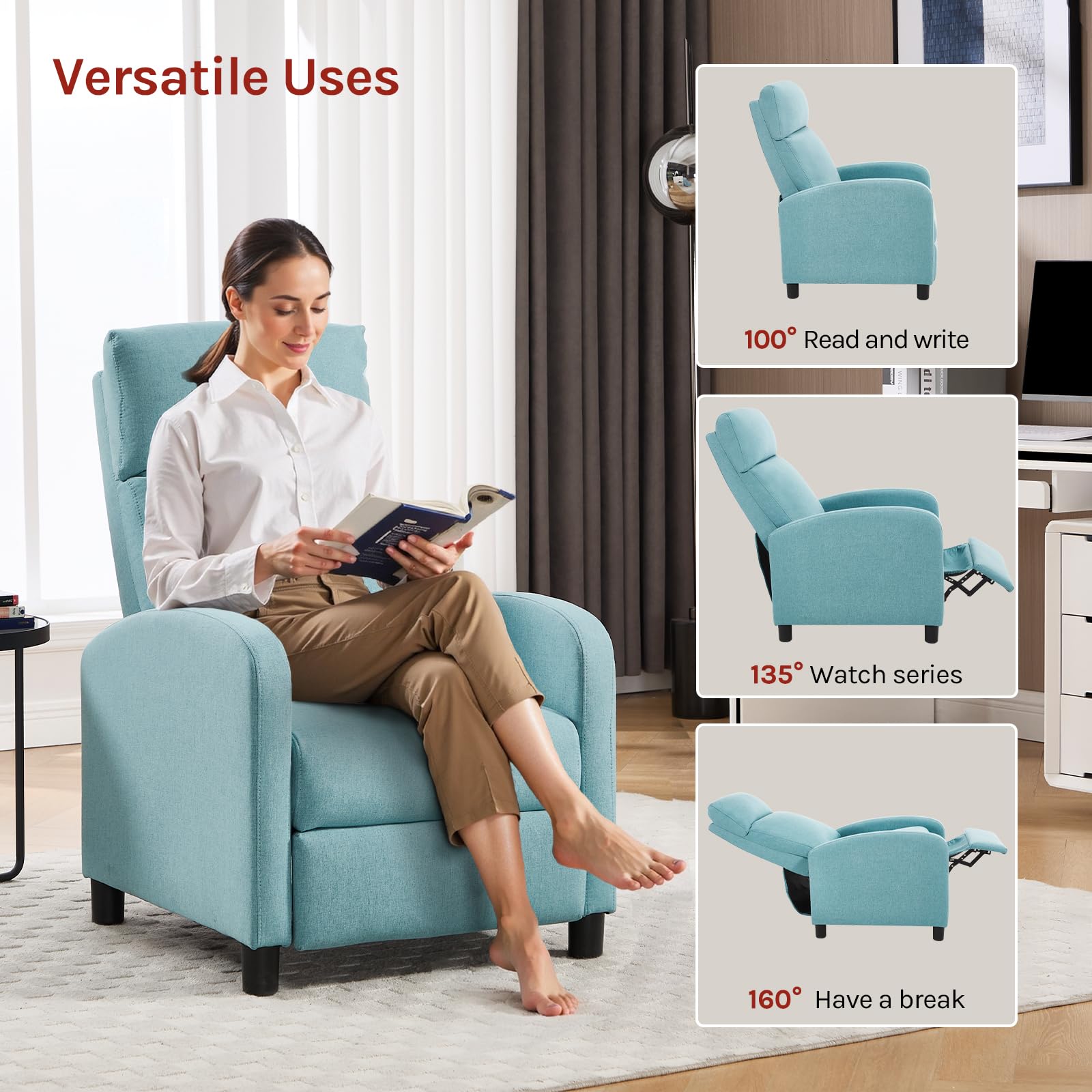 WOLTU Fauteuil Salon Scandinave, Fauteuil Relax, Rembourré en Lin