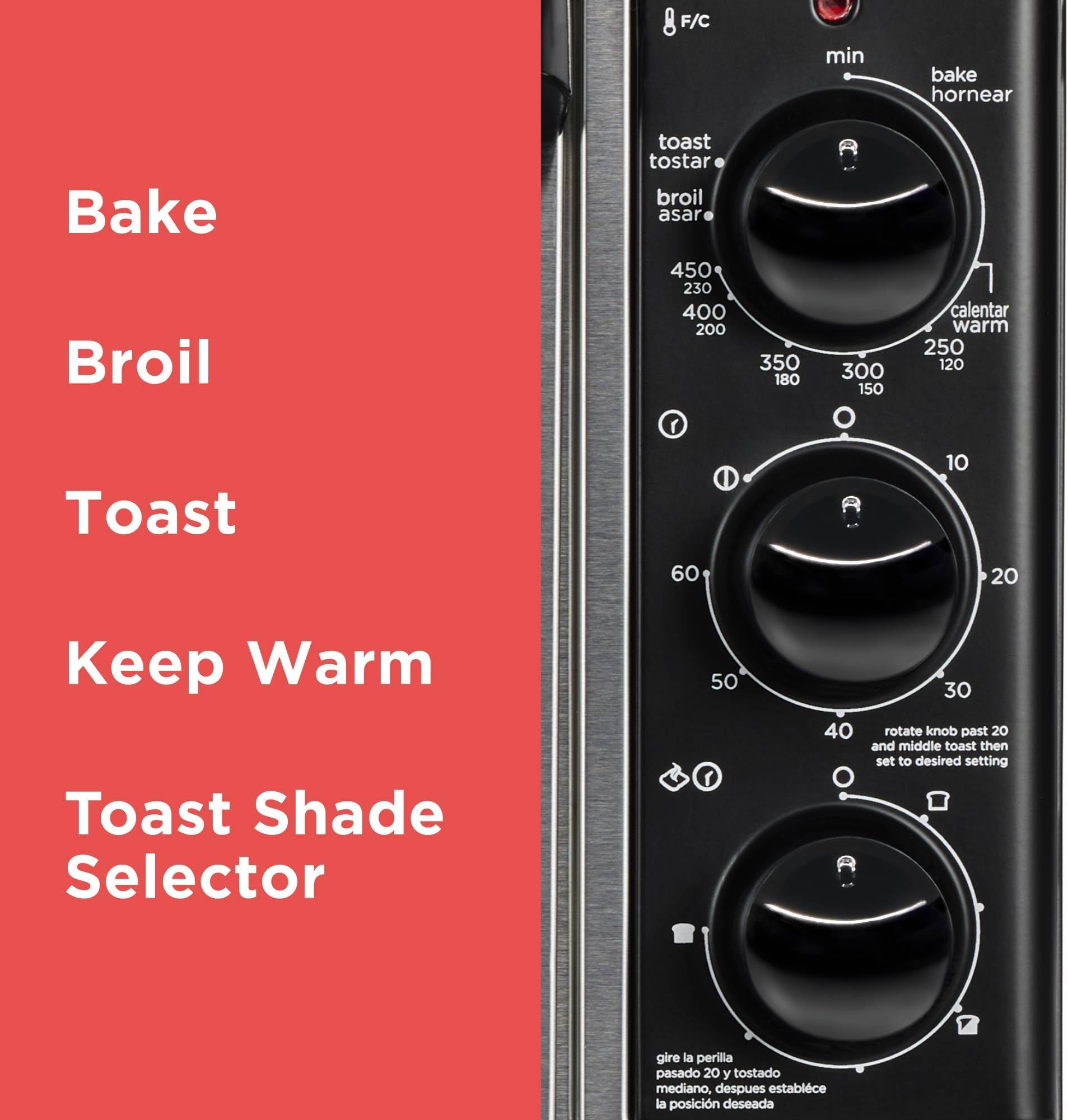 BLACK+DECKER 8-Slice Extra Wide Convection Toaster Oven, TO3250XSB, Fits 9"x13" Oven Pans and 12" Pizza, Stainless Steel/Black
