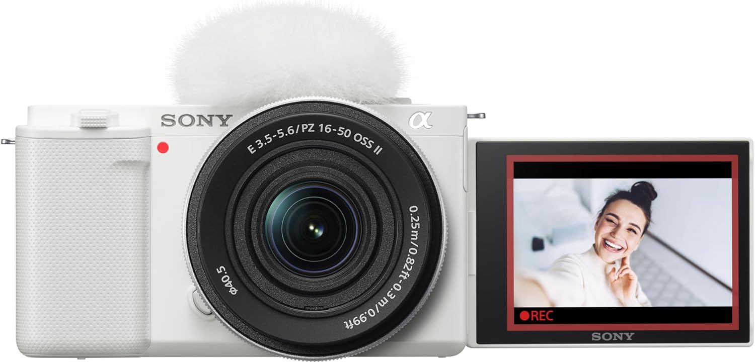 Sony Alpha ZV-E10 - APS-C Interchangeable Lens Mirrorless Vlog Camera Kit - White, ZVE10KW