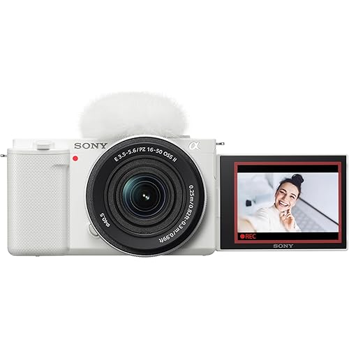 Sony Alpha ZV-E10 - APS-C Interchangeable Lens Mirrorless Vlog Camera Kit - White, ZVE10KW