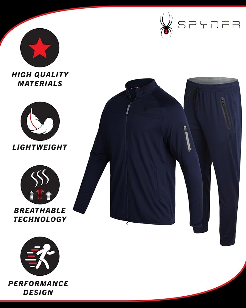 Spyder Mens Tracksuit - 2 Piece Performance Zip Sweatshirt
