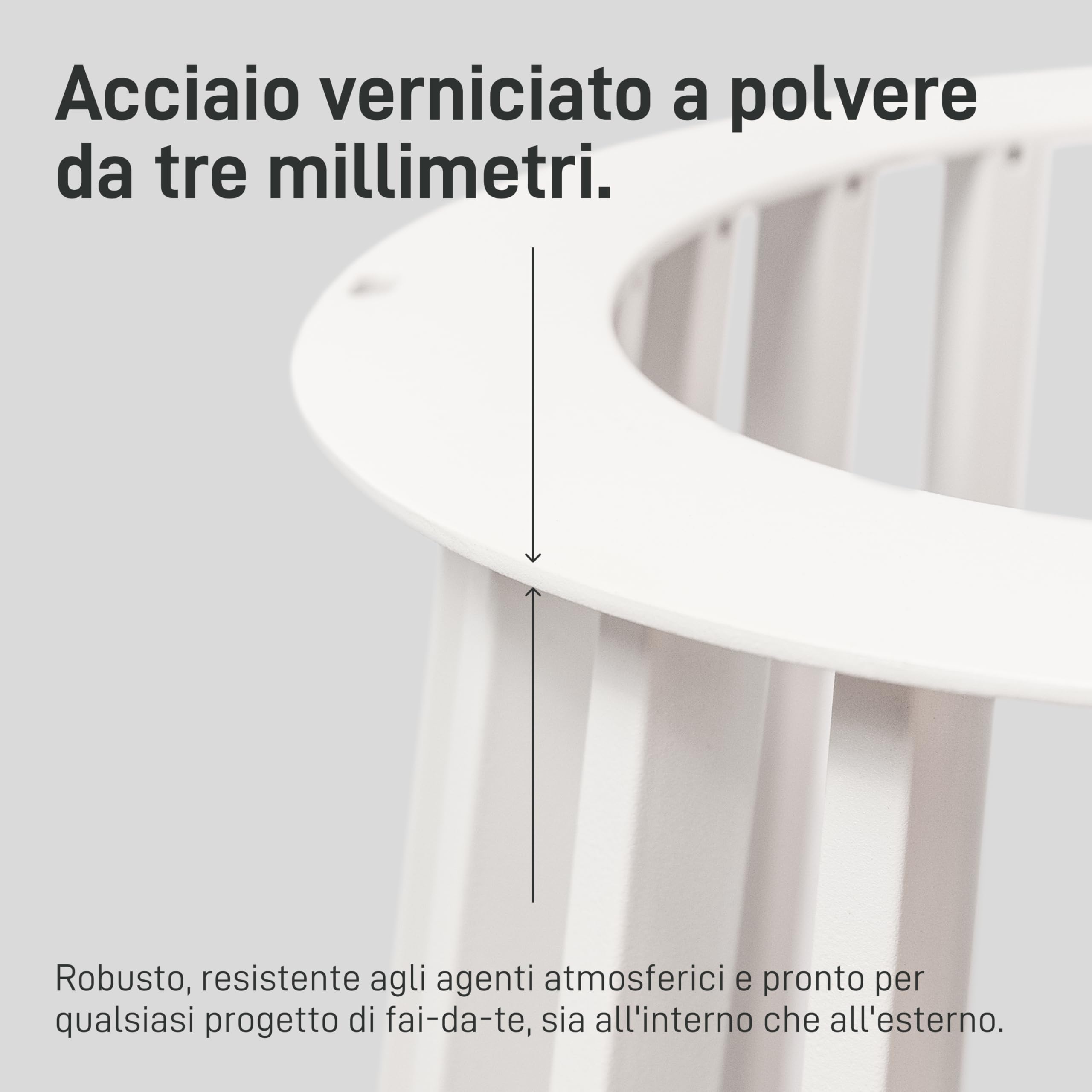 Natural Goods Berlin Colonna da tavolo Conic Bars gambe da tavolo Bianco Metallo - 720mm x 700mm - Telaio tavolo tavolo da pranzo rotondo - Gambe da tavolo per piano ovale in vetro - Piedini in