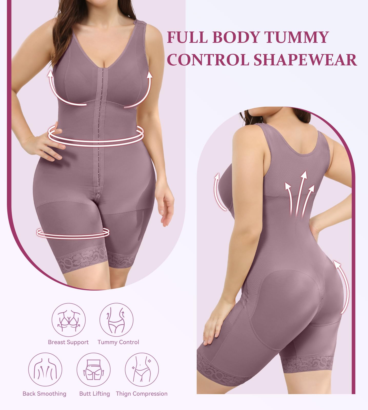 M MYODRESS Fajas Colombianas - Body gainant pour femme - Contrôle du ventre - Compression post-chirurgie