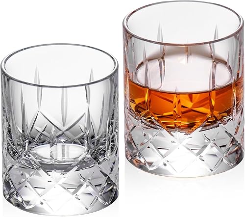 Miniatura 30 de KAMMAK - Juego de 2 vasos de whisky de cristal, vasos sin tallo de 250 ml hechos a mano al soplo, vasos de cóctel de lujo, copa de escocés para