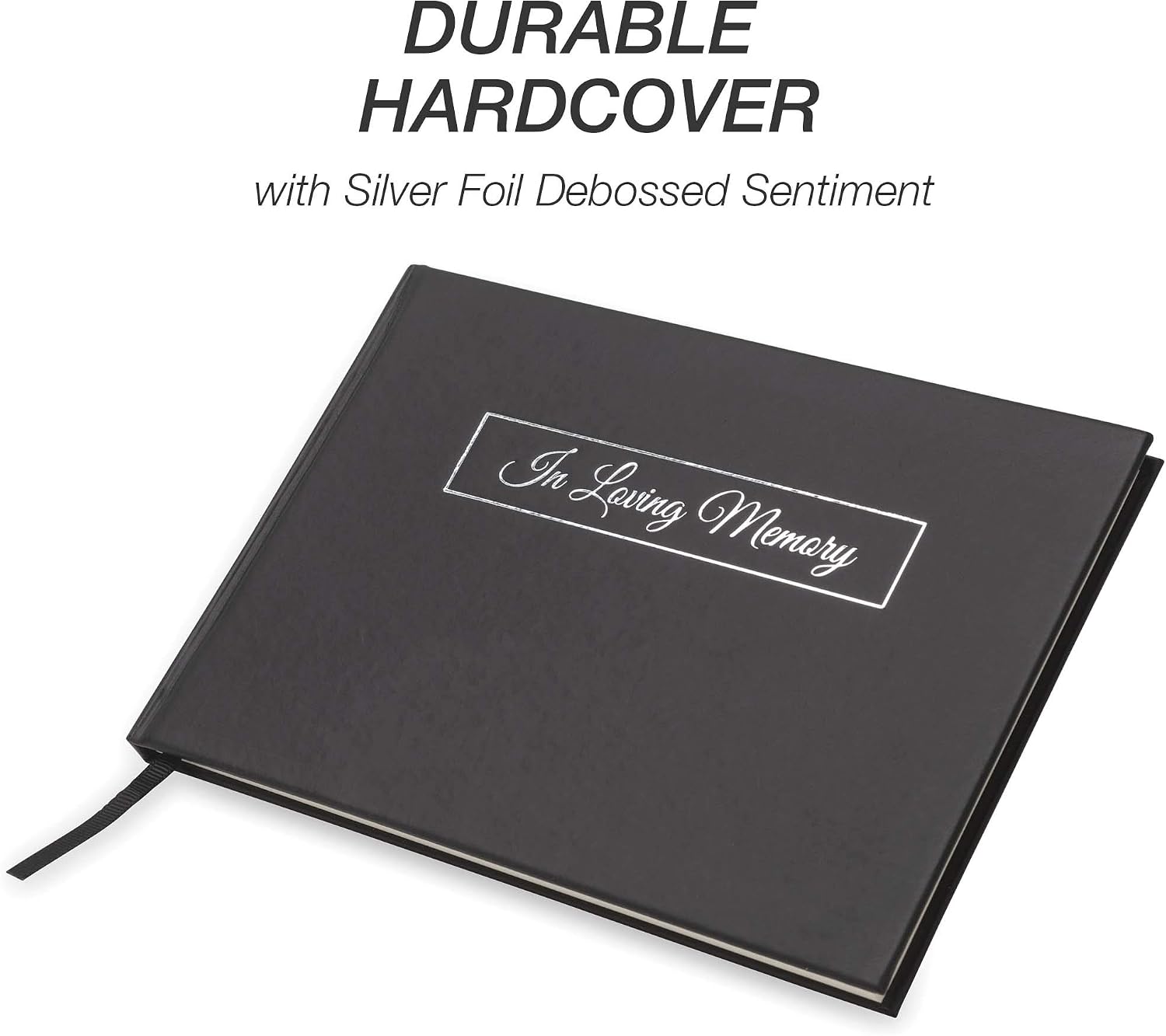 Samsill Black in Loving Memory Guest Book with Silver Foil Lettering, 9 x 6 inches, Celebration of Life, Receptions, Funerals, 120 Pages Signature Lines for Guests