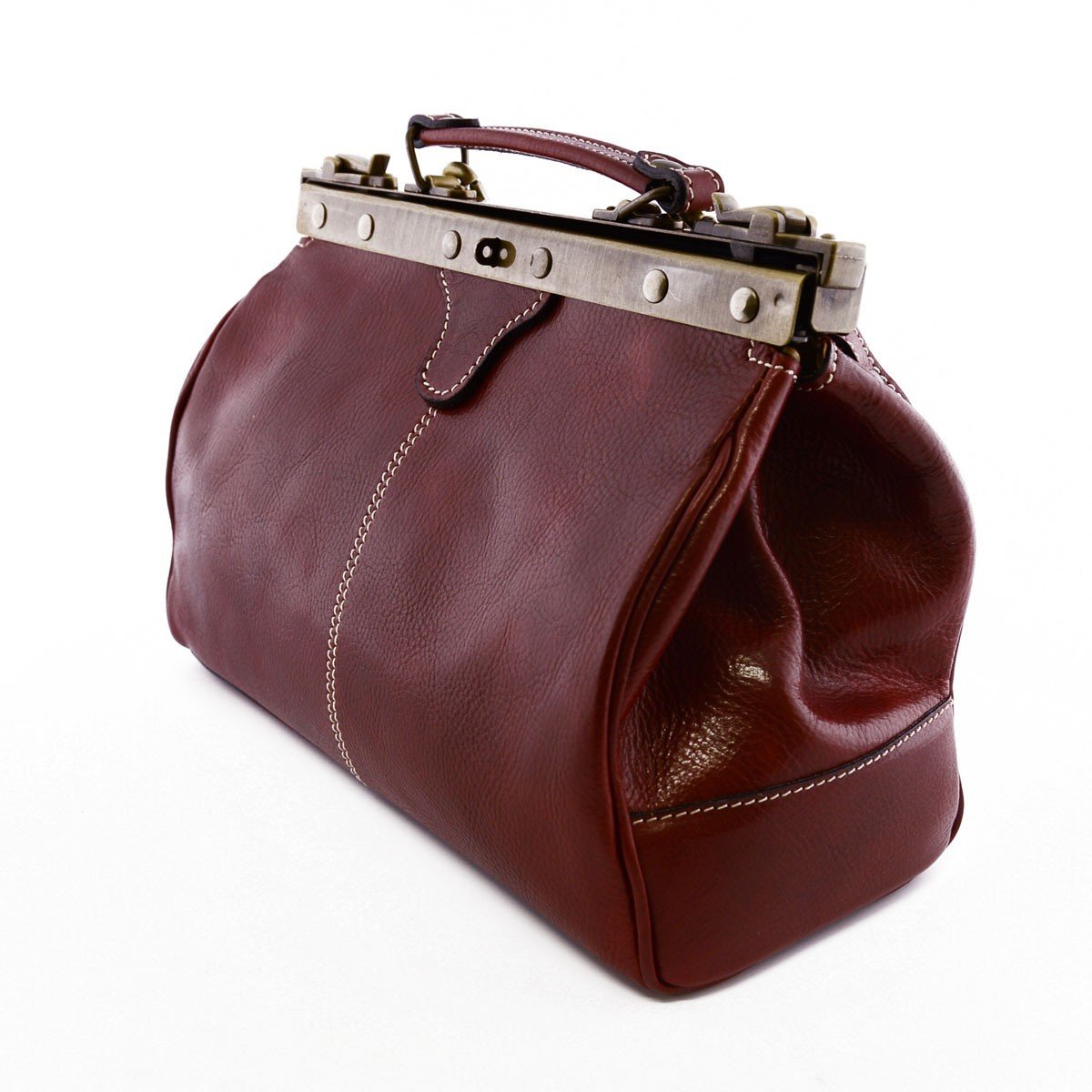 Dream Leather Bags Made in Italy toskanische echte Ledertaschen Leder Arzttasche, Mit überlappenden Eisscharniere Farbe Rot - Italienische Lederwaren - Aktentasche