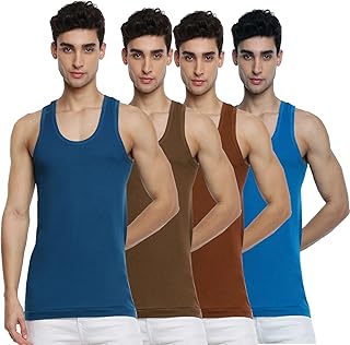 ramraj cotton Men Cotton Sleeveless Innerwear Vest Pack of 4(Blue-100)-picture-37