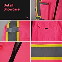 Vista 6 de Chaqueta de seguridad de alta visibilidad ANSI/ISEA Chaqueta reflectante estándar con bolsillo y cremallera