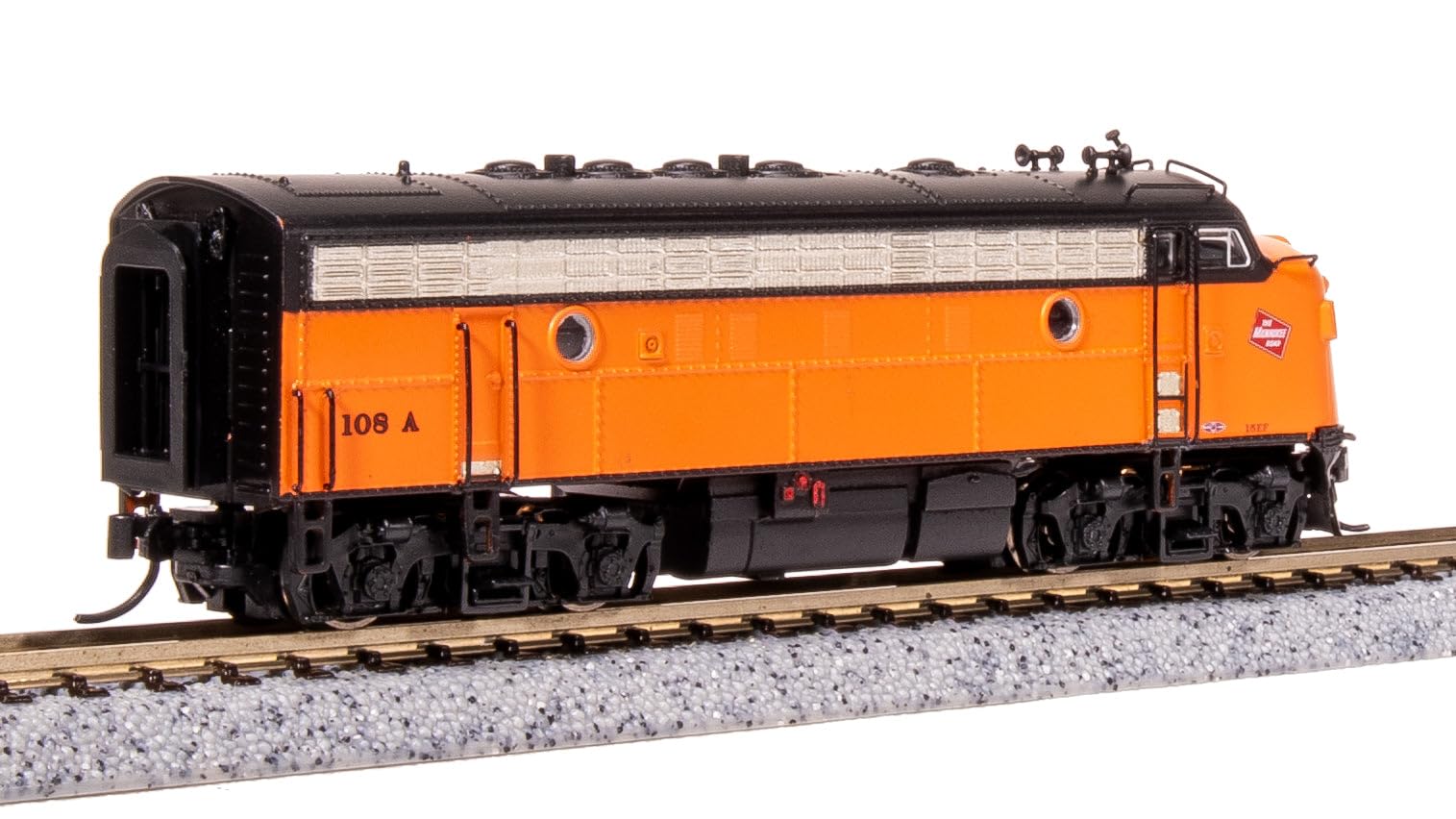 Broadway Limited 7755 EMD F7 AB, MILW 108A/111B, Orange & Black, A-Unit Paragon4 Sound/DC/DCC, Unpowered B, N Scale