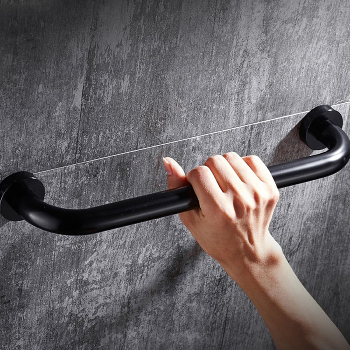 2pcs Non-Slip Bathroom Grab Bars Aluminum Safety Handrails for Bathtubs and Showers Wall-Mounted Anti-Slip Grip Handles for Elderly and Black Supports Mobility and Fall Prevention