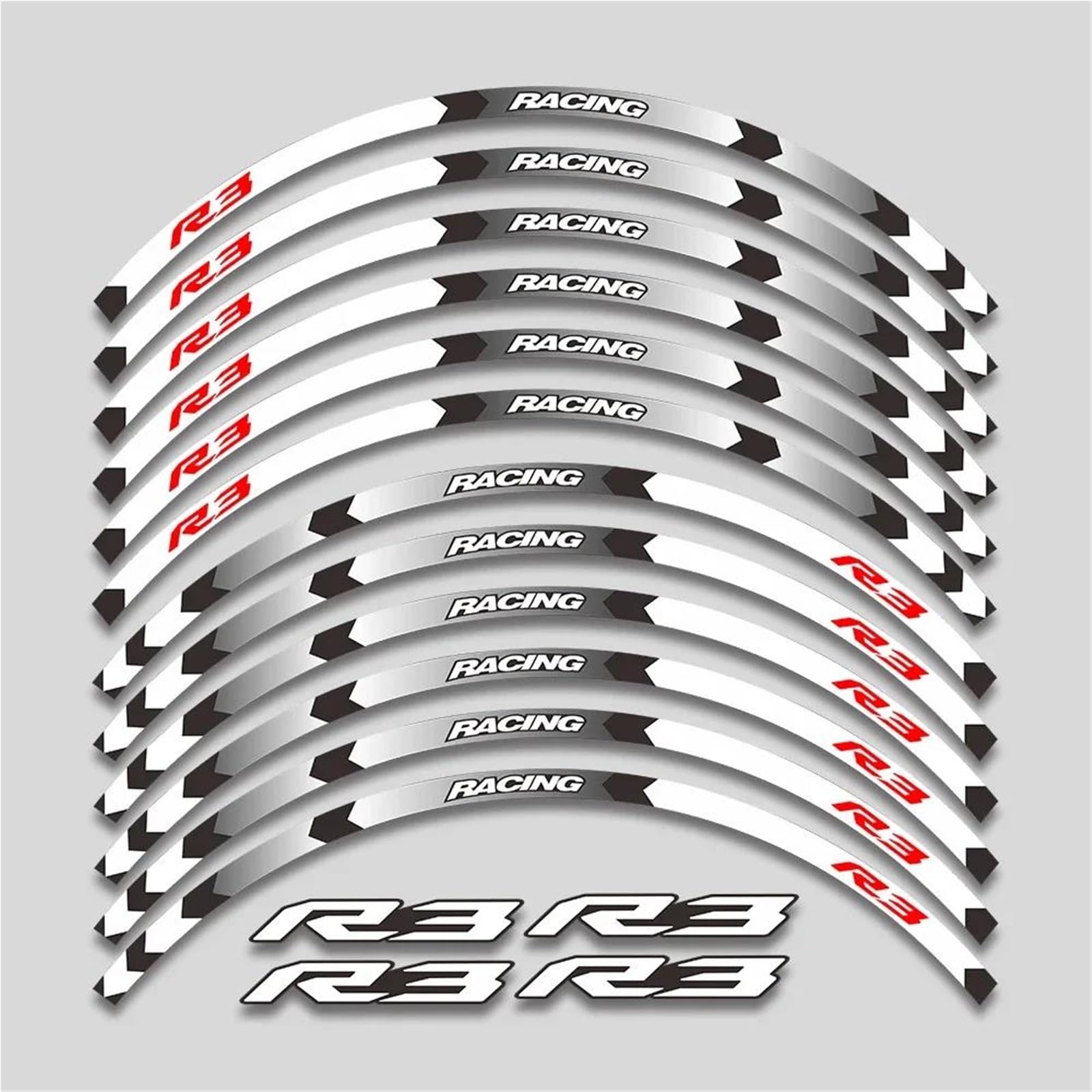 Decorative Stickers for Y-AMAHA YZFR3 17inch Motorcycle Accessories Stickers Rim Tire Decorative Decals Wheels Hub Reflective Stripes Tape Set(White)