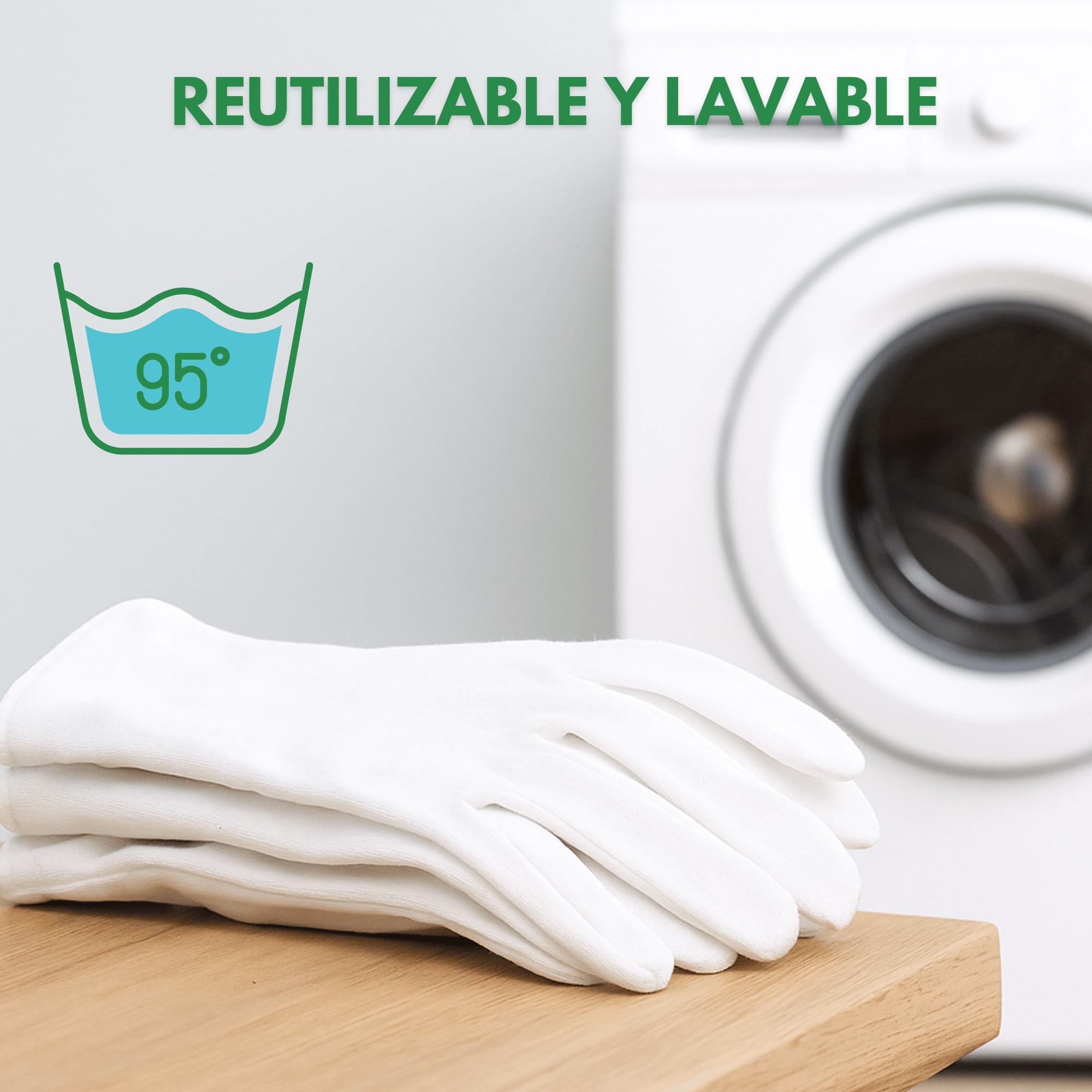 Incutex guantes de tela de algodón, blancos, talla: M