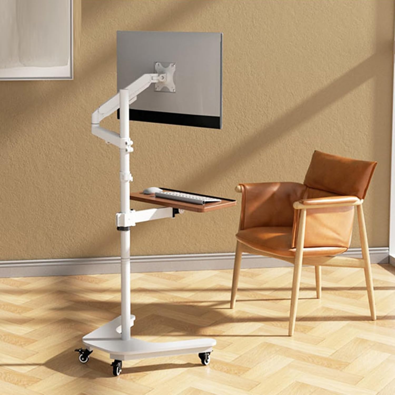 EZ1-ERD021BK　昇降式デスク（ガス圧・キーボードスライダー付き） スタンディングデスク（上下昇降式・パソコン・ラック・ガス圧