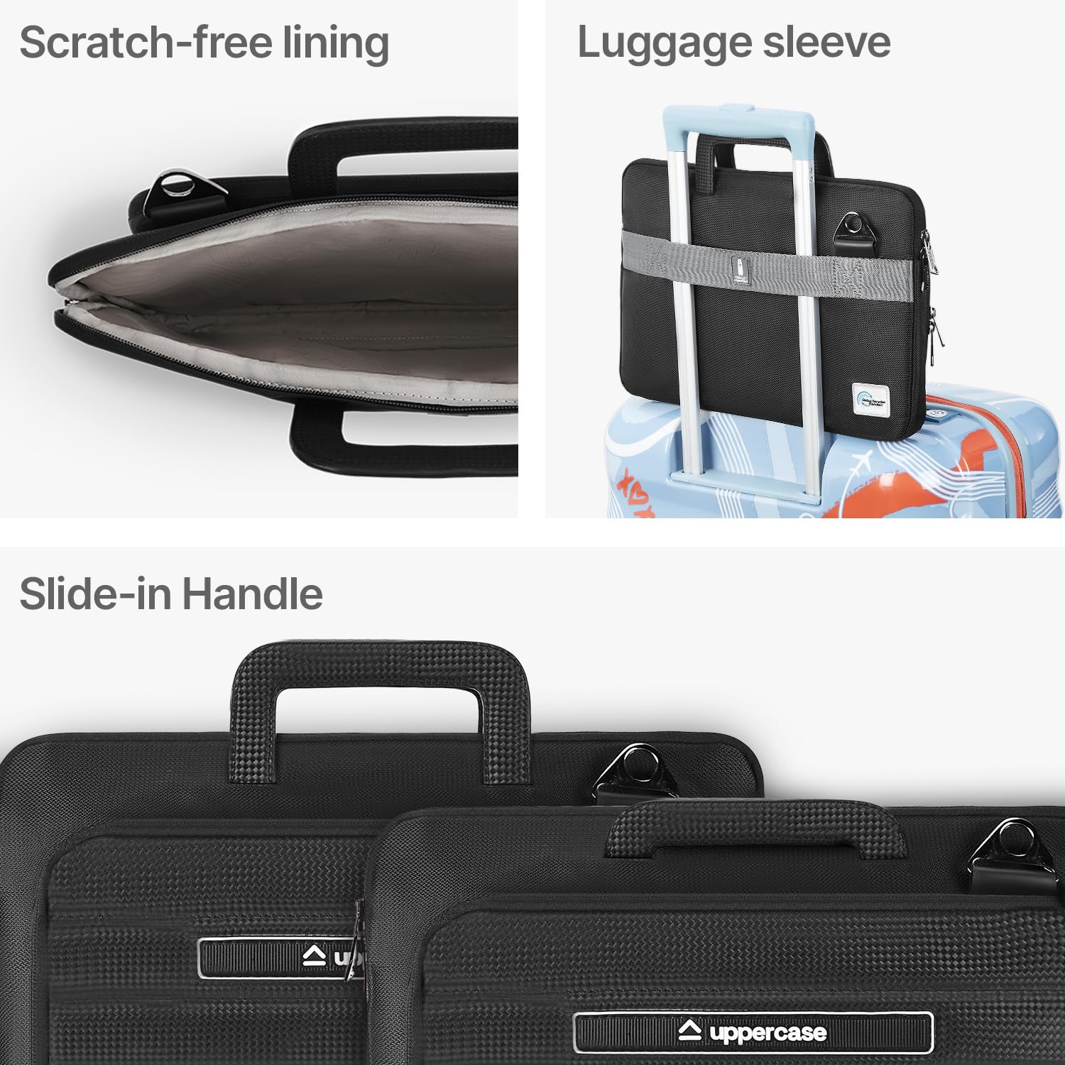 uppercase Node Laptop Sleeve, Multi-Textured Quilted Design, Quick Access Pocket, Trolley Sleeve, Slide-in Handle & Detachable Shoulder Strap, Ideal for Men & Women | Office & Travel — Amazon image 4