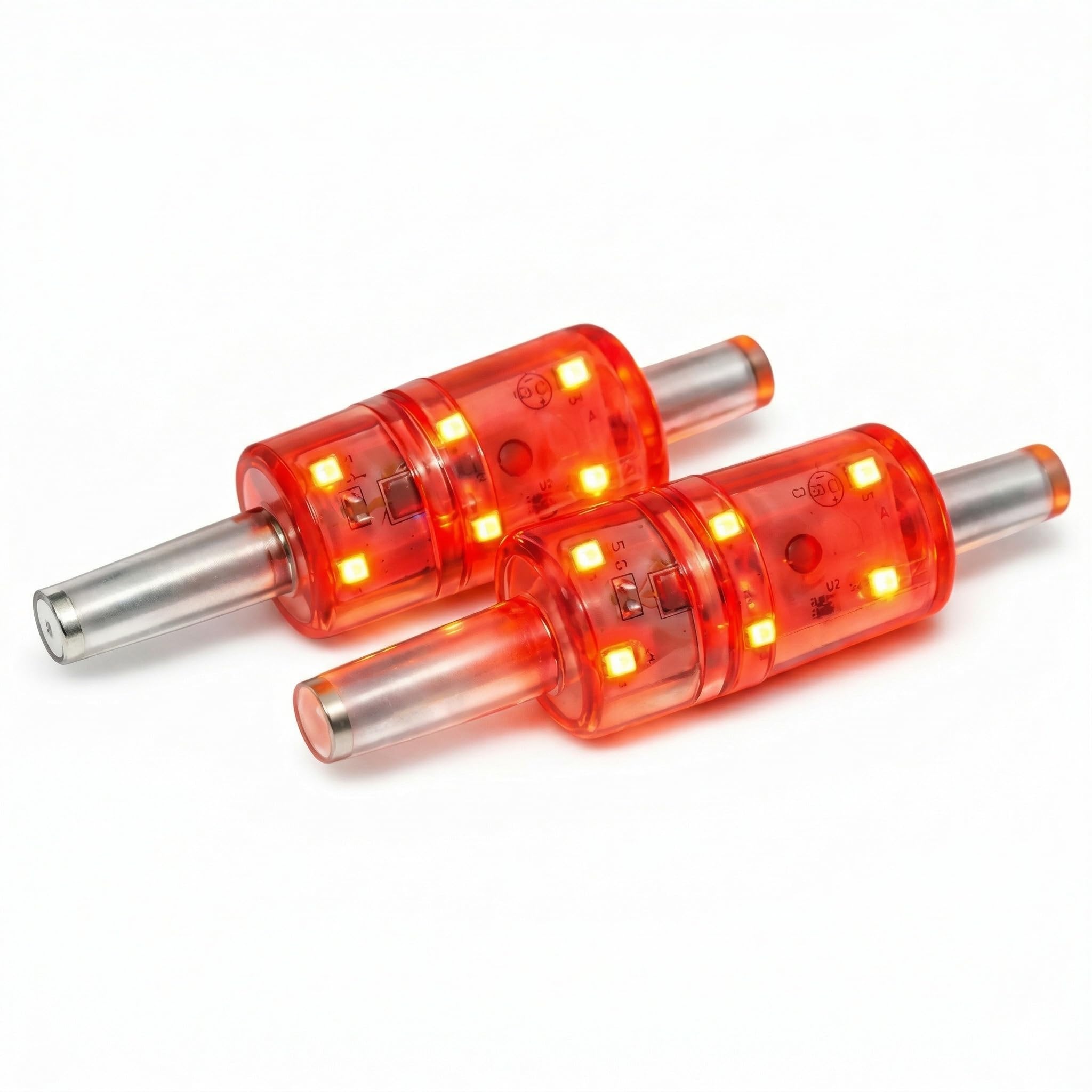 KD Willmax Bastoncini da cricket a LED, lampeggianti rossi attivati dagli urti, resistenti all'acqua, set da 2, batterie non incluse.
