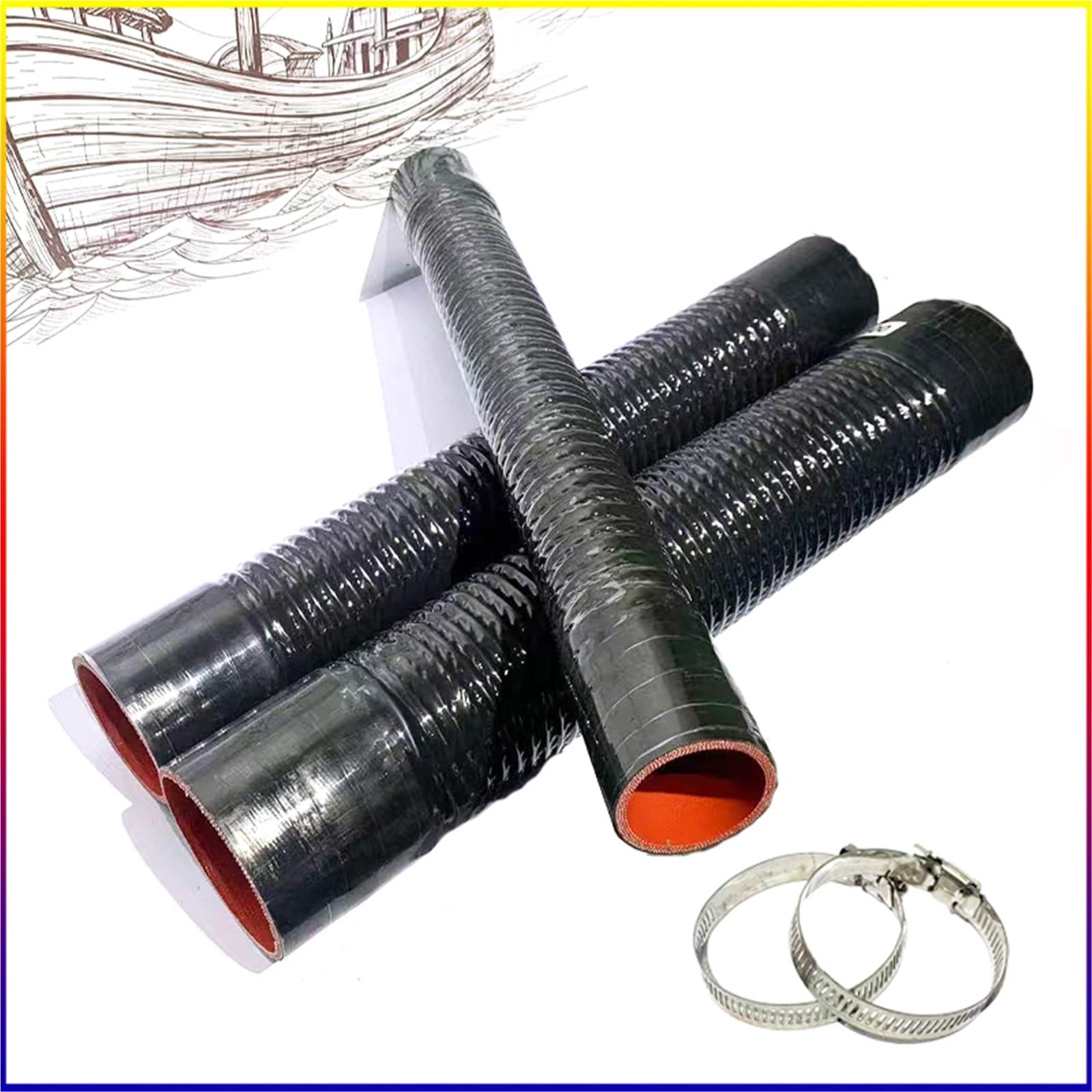 Mod silnik wąż chłodzący Wąż silikonowy ID30-100mm, długość 700mm, czerwony, do wlotu powietrza, chłodnicy, wysokich ciśnień, Atureauto(Black ID95X700MM)