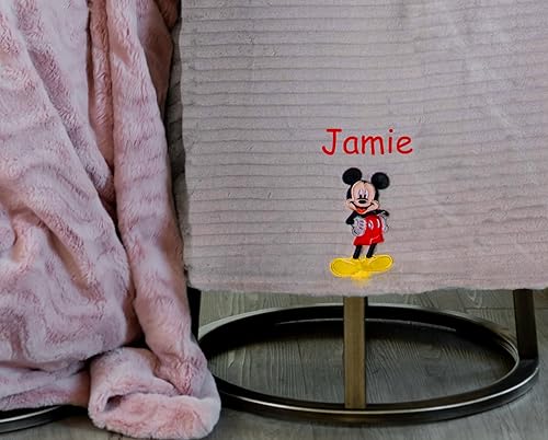 Miniatura 5 de Manta de bebé Mickey Mouse con licencia oficial de Disney de forro polar azul para bebé, regalo de recuerdo con nombre personalizado
