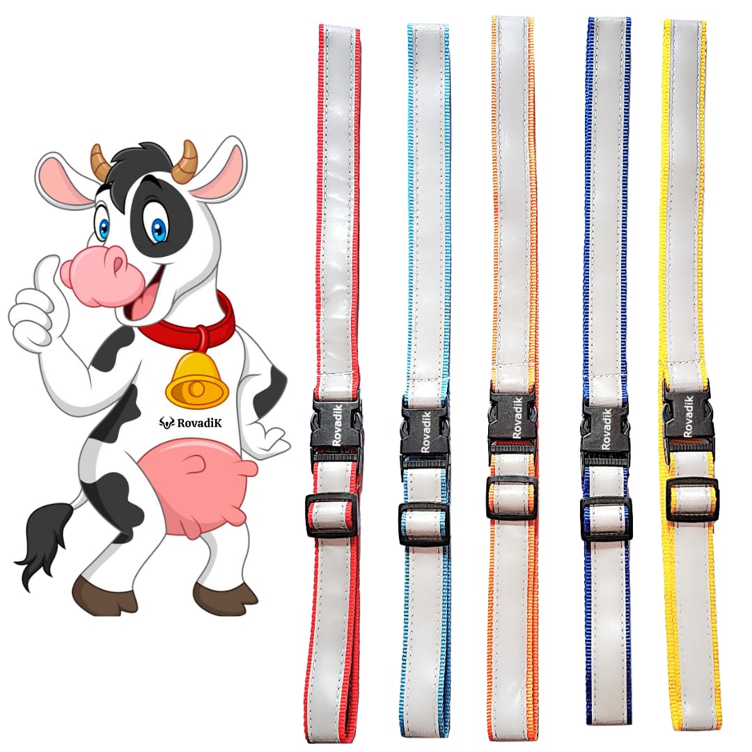 Rovadik Safety Reflective Cow Collar, Strong and Durable, Adjustable High Visibility Safety Reflector, Suitable for Stray Cows, Cattles and Buffaloes (Pack of 5 Collars) (Large (Multicoloured)) (B0CJ84YPNZ) Amazon Price History, Amazon Price Tracker