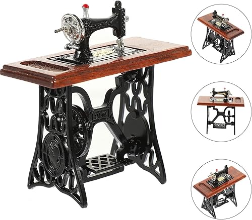 Miniatura 8 de Zerodeko Mini máquina de coser para casa de muñecas, máquina de coser en miniatura, modelo de simulación, máquina de coser vintage, 112, accesorios