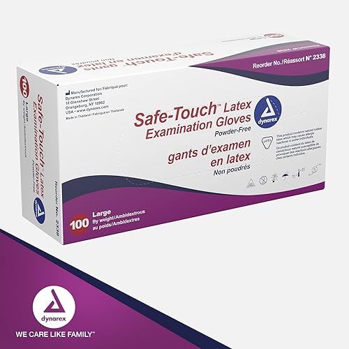 Miniatura 7 de Dynarex Safe-Touch Disposable Latex Exam Gloves, Powder-Free for Healthcare, Industrial and SalonSpa, Bisque, 100 Count (L)