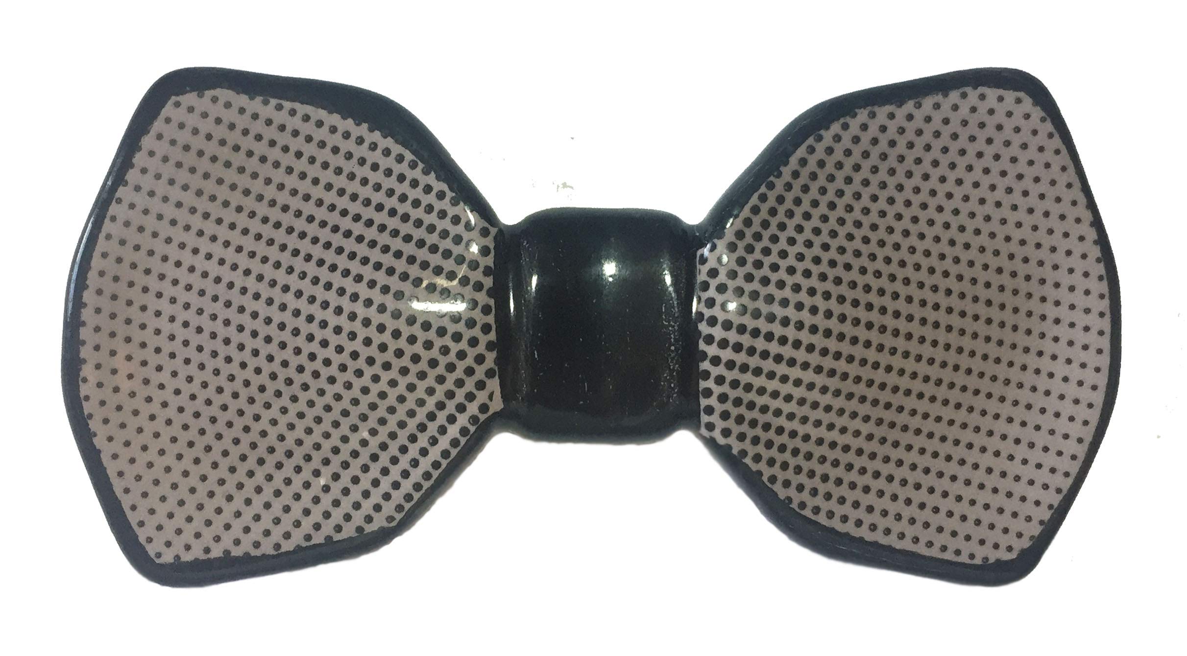 Papillon in ceramica color tortora con puntini made in italy