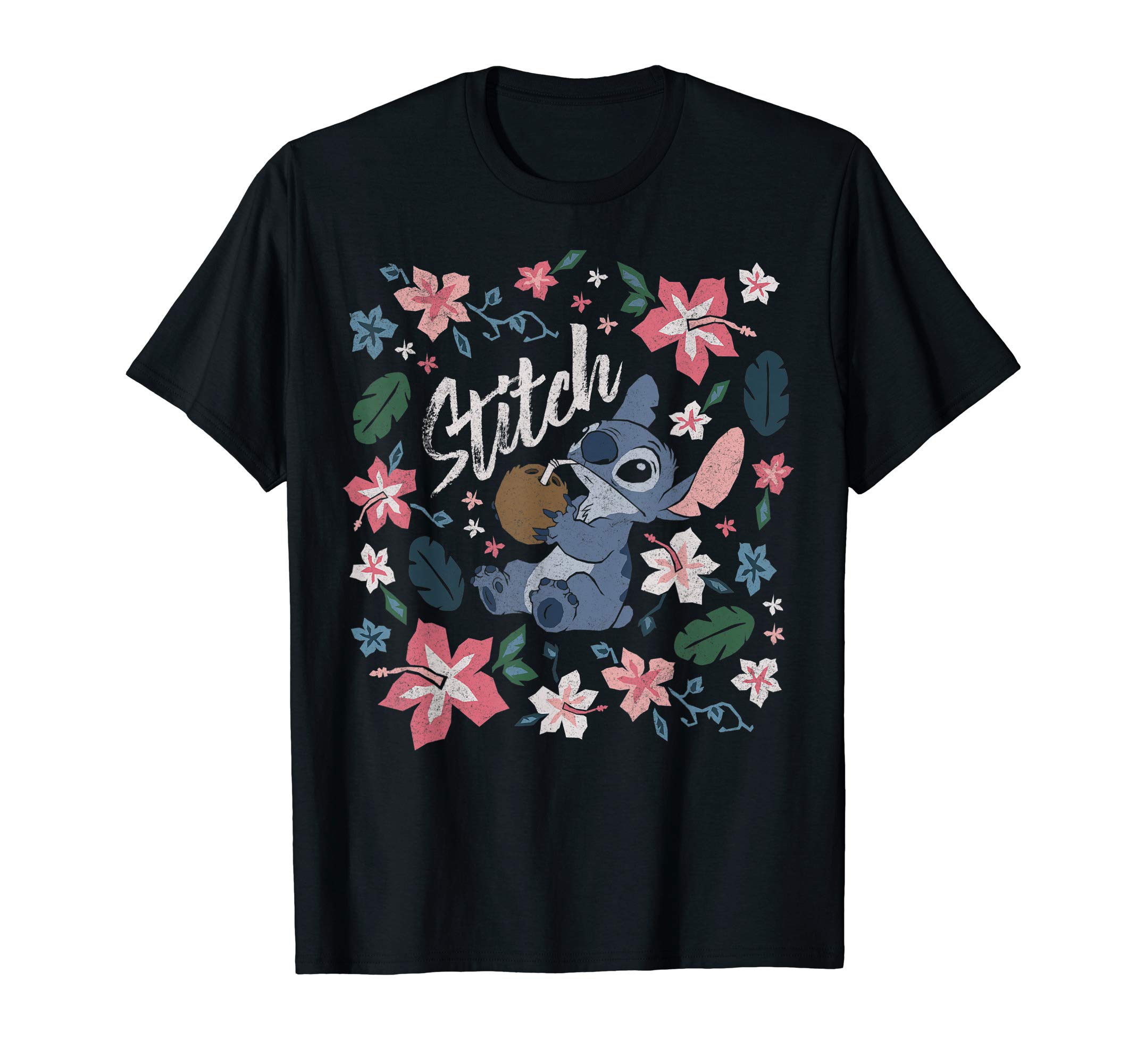 DisneyLilo & Stitch Floral Stitch Coconut Portrait Short Sleeve T-ShirtOEKO-TEX STANDARD 100