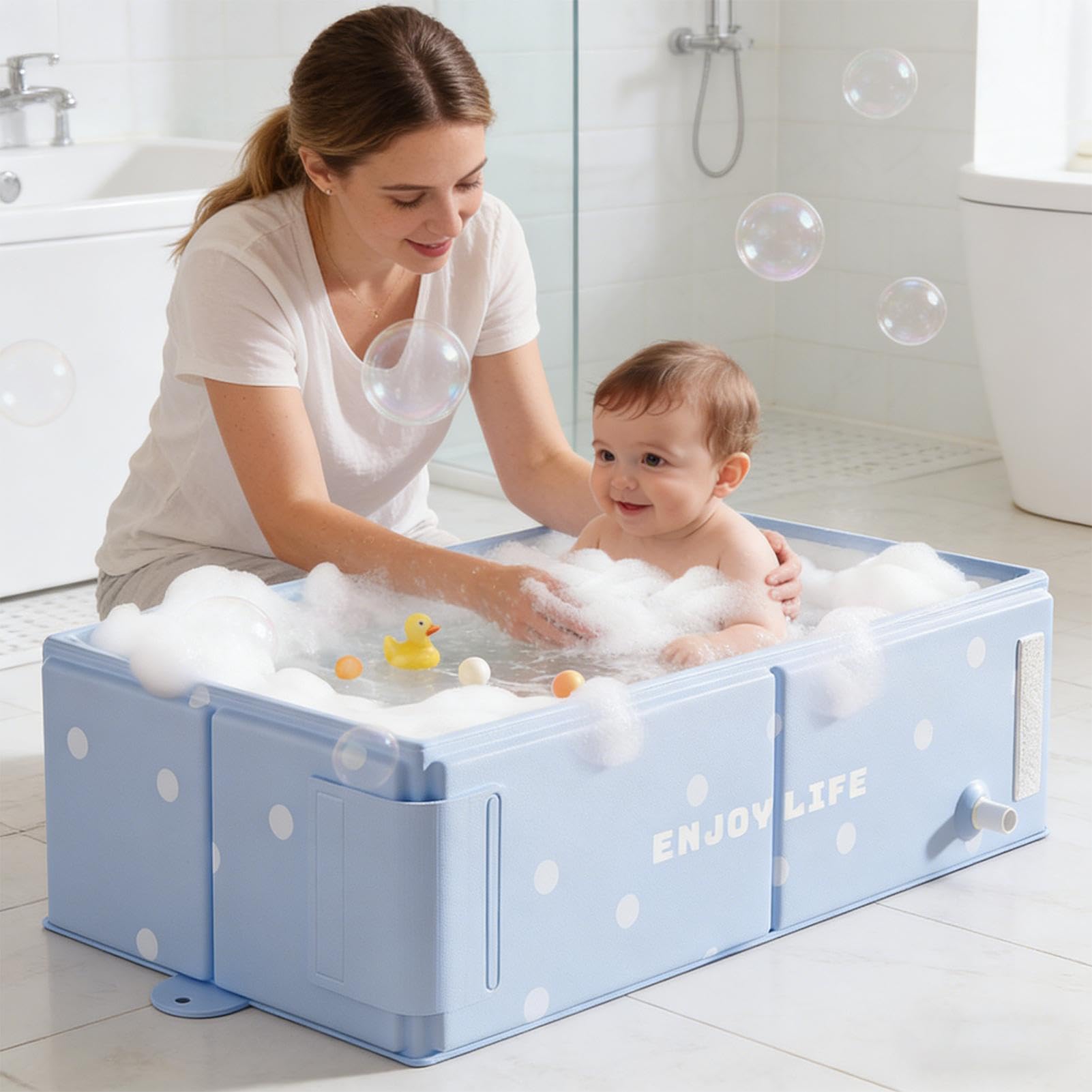Bañera Portátil para Niños Depósito de Agua Plegable