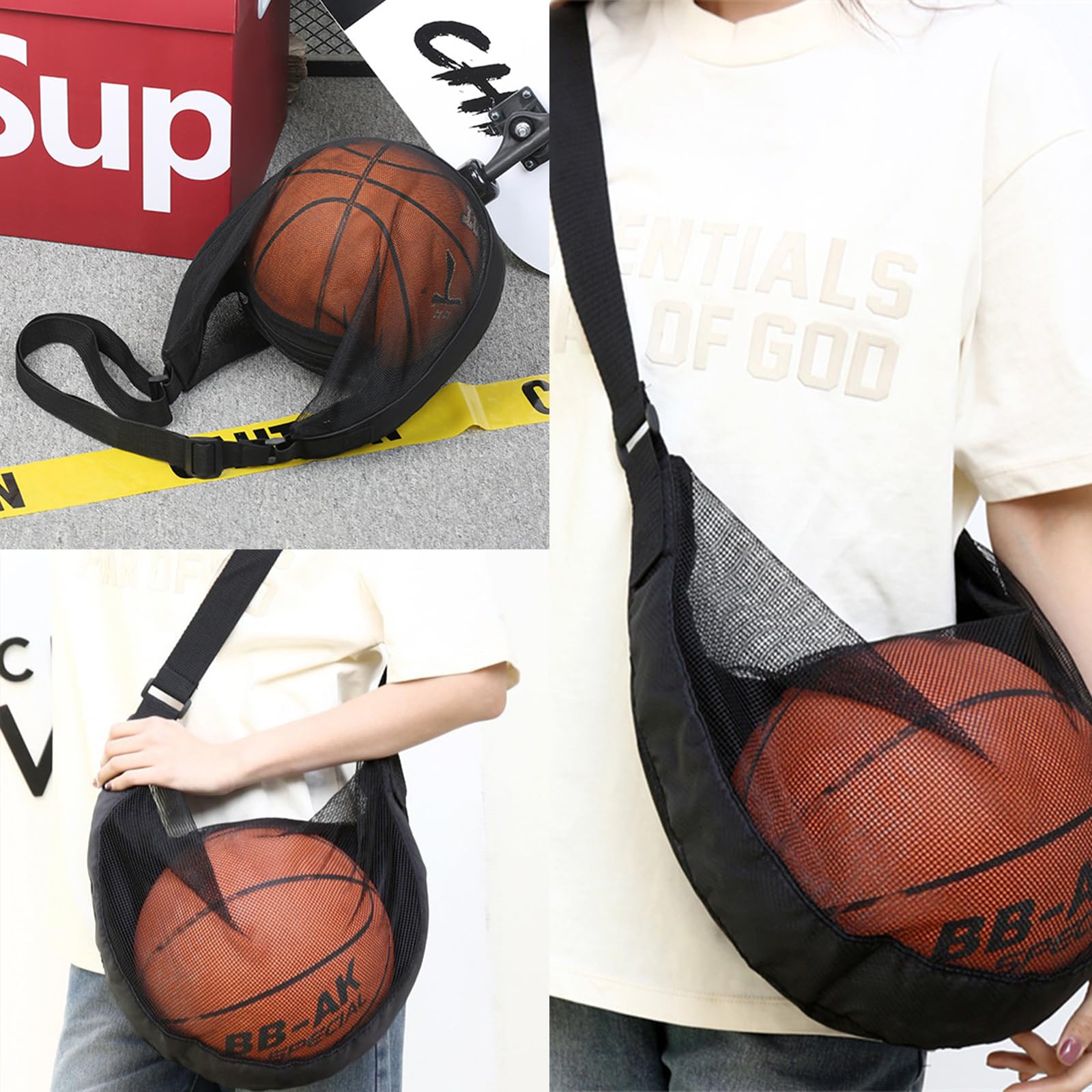 Sac à Dos de Basketball, Poche Filet, Accessoires de Basketball, sac à dos, sac de basket-ball, poche filet avec mousqueton, poche filet pour le football, basket-ball